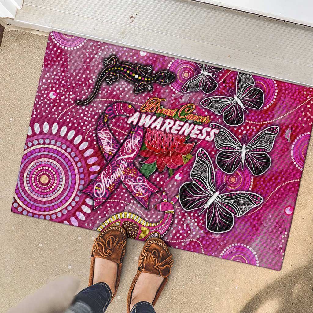 Breast Cancer Awareness Aboriginal Rubber Doormat Australian Pink Out
