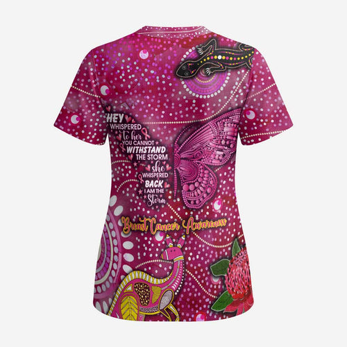 Breast Cancer Awareness Aboriginal Scrub Top Australian Pink Out - Aussie Hoodie