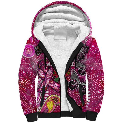 Breast Cancer Awareness Aboriginal Sherpa Hoodie Australian Pink Out