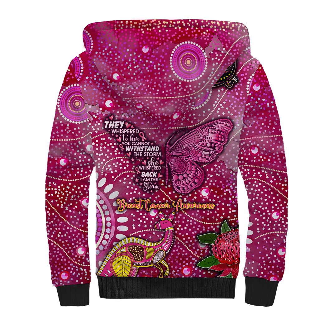 Breast Cancer Awareness Aboriginal Sherpa Hoodie Australian Pink Out
