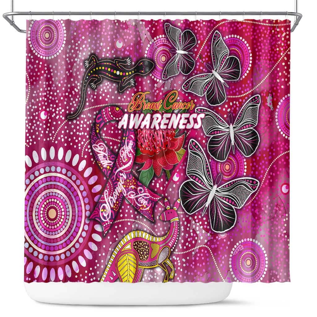 Breast Cancer Awareness Aboriginal Shower Curtain Australian Pink Out