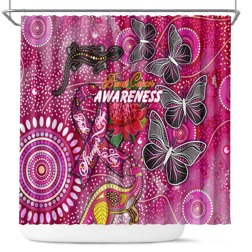 Breast Cancer Awareness Aboriginal Shower Curtain Australian Pink Out