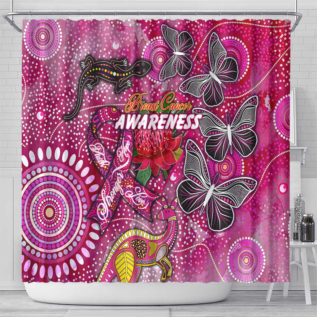 Breast Cancer Awareness Aboriginal Shower Curtain Australian Pink Out