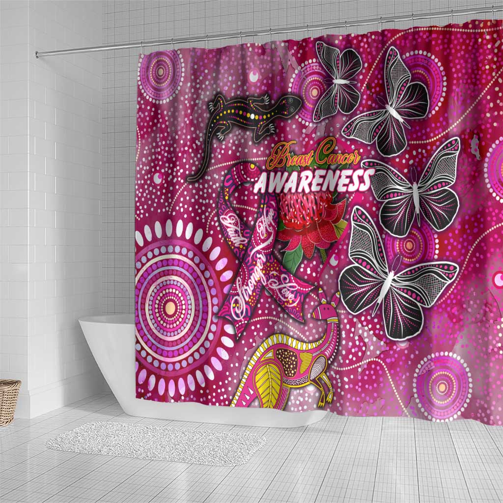 Breast Cancer Awareness Aboriginal Shower Curtain Australian Pink Out