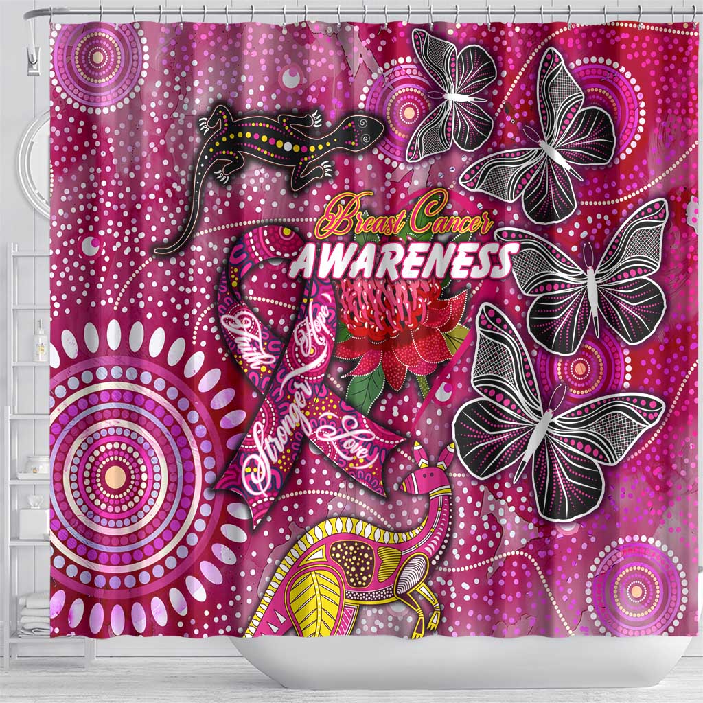 Breast Cancer Awareness Aboriginal Shower Curtain Australian Pink Out