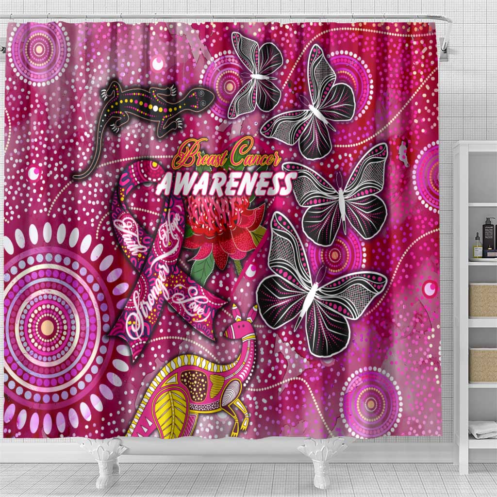 Breast Cancer Awareness Aboriginal Shower Curtain Australian Pink Out