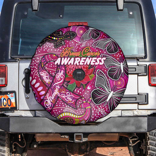 Breast Cancer Awareness Aboriginal Spare Tire Cover Australian Pink Out