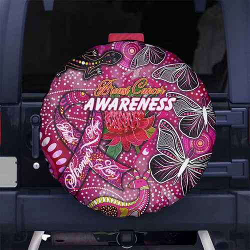 Breast Cancer Awareness Aboriginal Spare Tire Cover Australian Pink Out