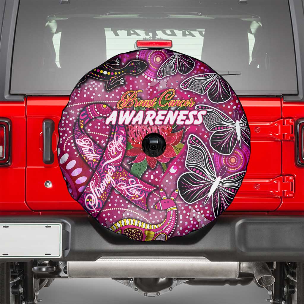 Breast Cancer Awareness Aboriginal Spare Tire Cover Australian Pink Out