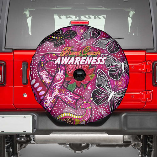 Breast Cancer Awareness Aboriginal Spare Tire Cover Australian Pink Out
