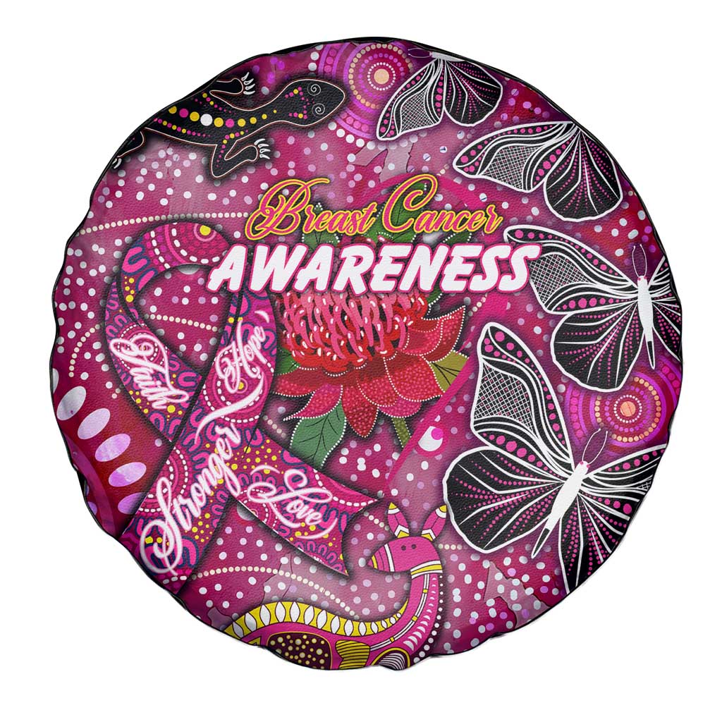 Breast Cancer Awareness Aboriginal Spare Tire Cover Australian Pink Out