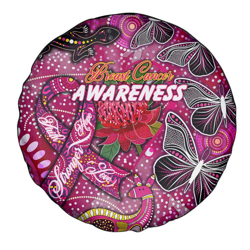 Breast Cancer Awareness Aboriginal Spare Tire Cover Australian Pink Out