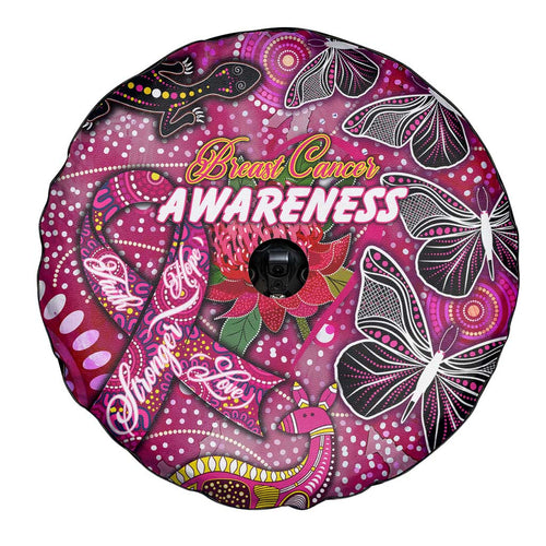 Breast Cancer Awareness Aboriginal Spare Tire Cover Australian Pink Out