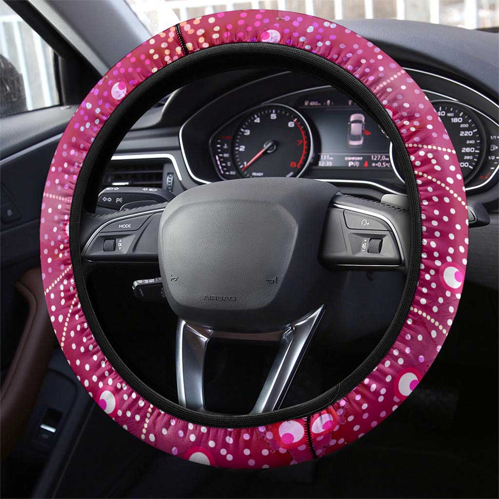 Breast Cancer Awareness Aboriginal Steering Wheel Cover Australian Pink Out
