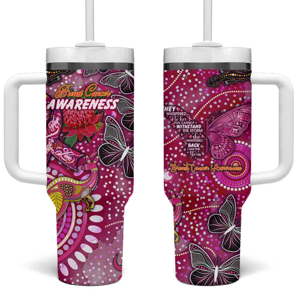 Breast Cancer Awareness Aboriginal Tumbler With Handle Australian Pink Out