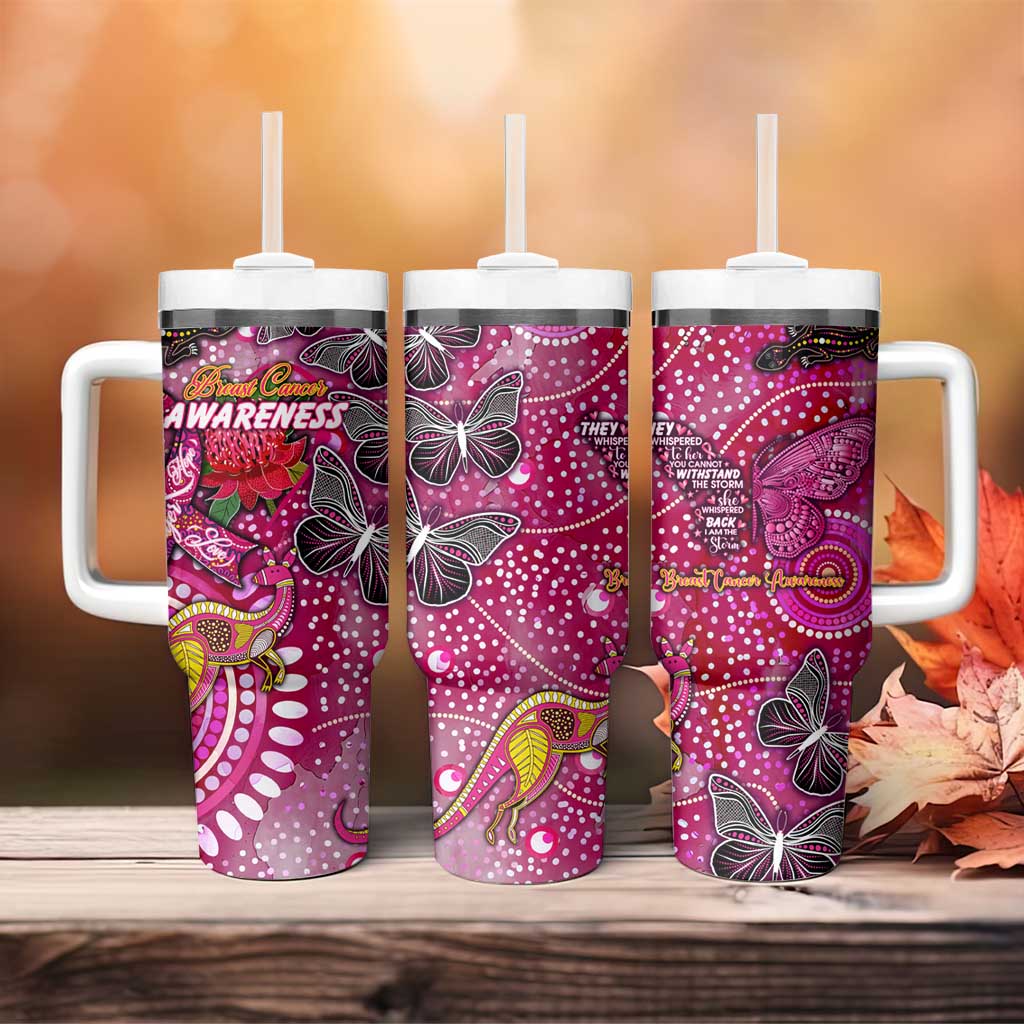 Breast Cancer Awareness Aboriginal Tumbler With Handle Australian Pink Out