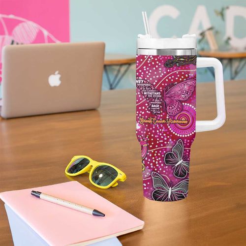 Breast Cancer Awareness Aboriginal Tumbler With Handle Australian Pink Out