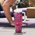 Breast Cancer Awareness Aboriginal Tumbler With Handle Australian Pink Out