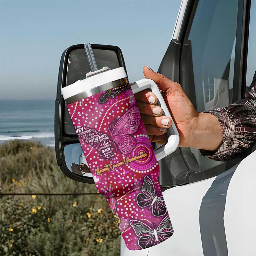 Breast Cancer Awareness Aboriginal Tumbler With Handle Australian Pink Out