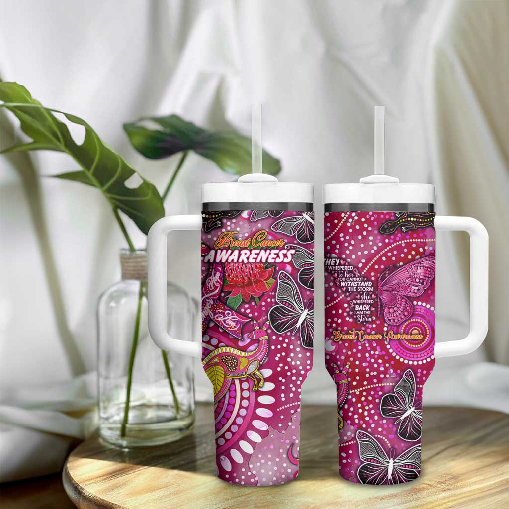 Breast Cancer Awareness Aboriginal Tumbler With Handle Australian Pink Out