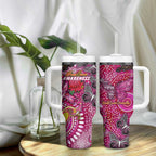 Breast Cancer Awareness Aboriginal Tumbler With Handle Australian Pink Out