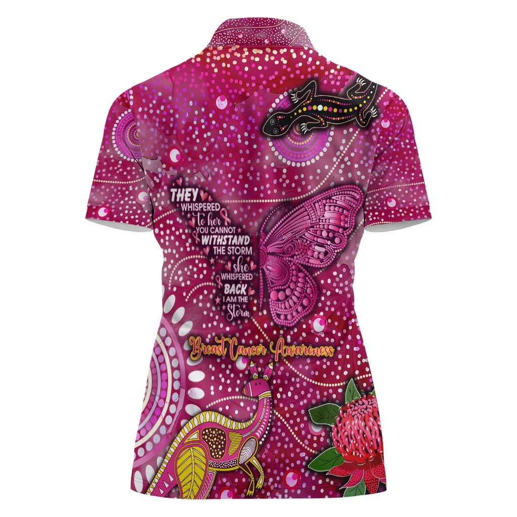 Breast Cancer Awareness Aboriginal Women Polo Shirt Australian Pink Out