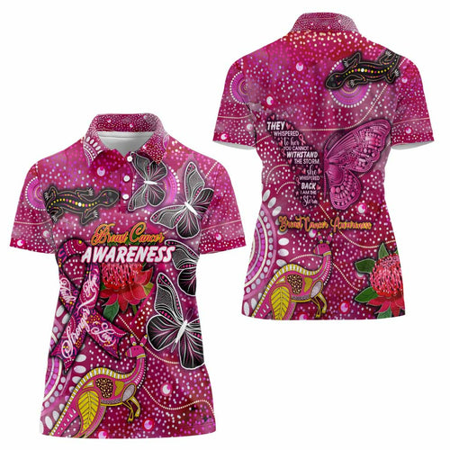Breast Cancer Awareness Aboriginal Women Polo Shirt Australian Pink Out