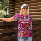 Breast Cancer Awareness Aboriginal Women Polo Shirt Australian Pink Out