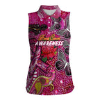 Breast Cancer Awareness Aboriginal Women Sleeveless Polo Shirt Australian Pink Out