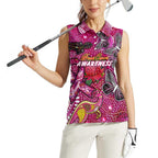 Breast Cancer Awareness Aboriginal Women Sleeveless Polo Shirt Australian Pink Out