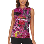 Breast Cancer Awareness Aboriginal Women Sleeveless Polo Shirt Australian Pink Out