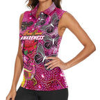 Breast Cancer Awareness Aboriginal Women Sleeveless Polo Shirt Australian Pink Out
