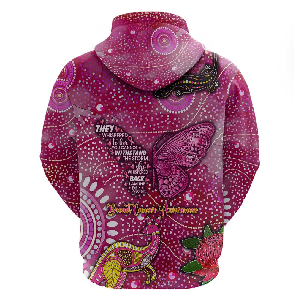 Breast Cancer Awareness Aboriginal Zip Hoodie Australian Pink Out