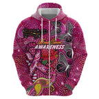 Breast Cancer Awareness Aboriginal Zip Hoodie Australian Pink Out