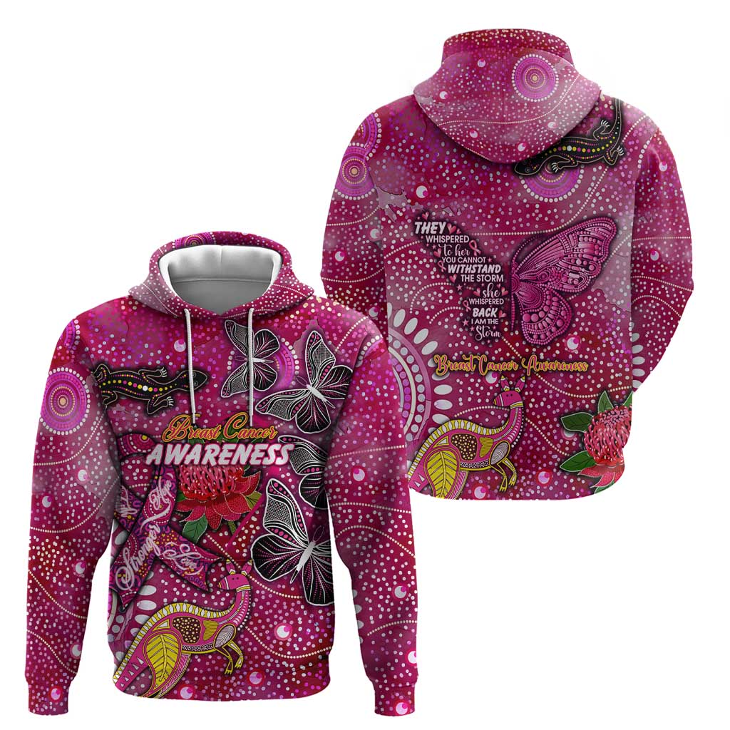 Breast Cancer Awareness Aboriginal Zip Hoodie Australian Pink Out