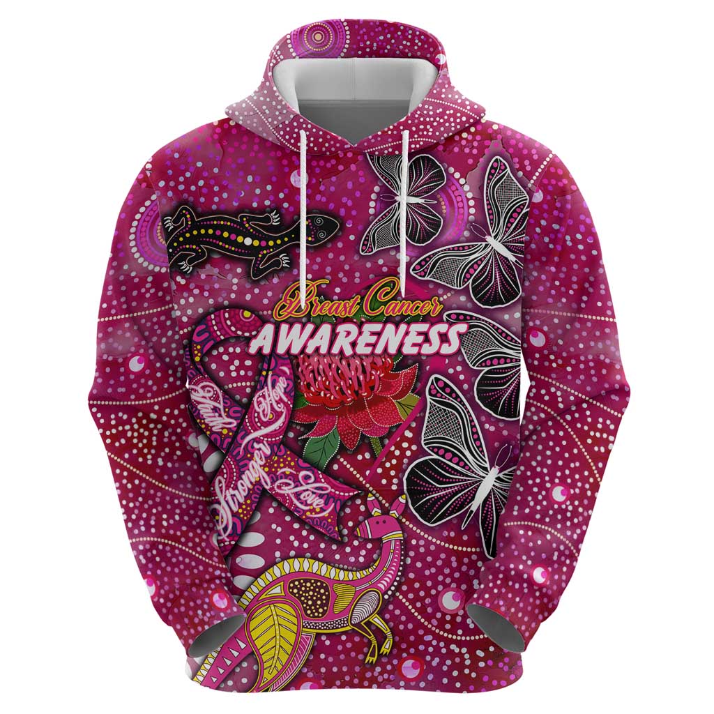 Breast Cancer Awareness Aboriginal Zip Hoodie Australian Pink Out