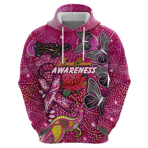 Breast Cancer Awareness Aboriginal Zip Hoodie Australian Pink Out