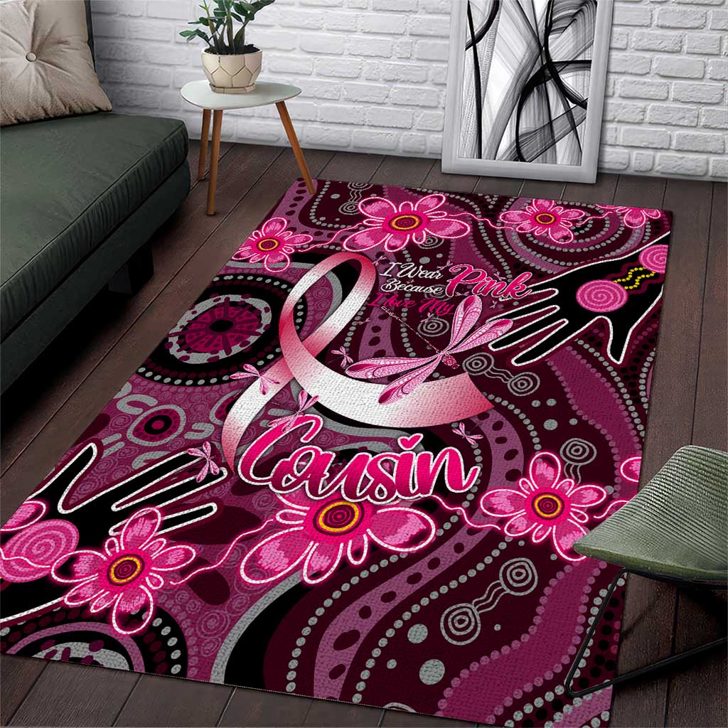 Breast Cancer Australian Aboriginal Area Rug I Wear Pink Because I Love My Cousin