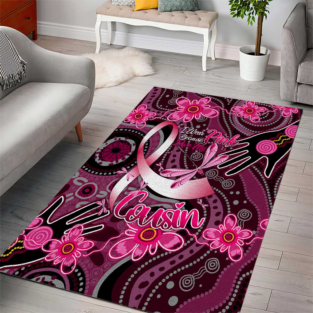 Breast Cancer Australian Aboriginal Area Rug I Wear Pink Because I Love My Cousin