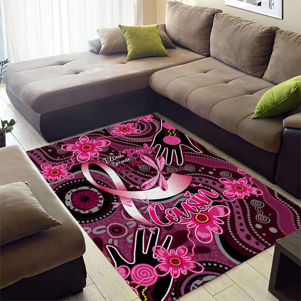 Breast Cancer Australian Aboriginal Area Rug I Wear Pink Because I Love My Cousin