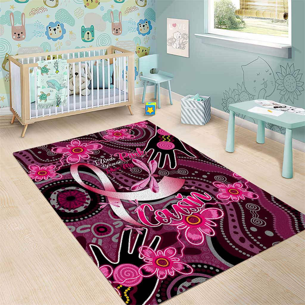 Breast Cancer Australian Aboriginal Area Rug I Wear Pink Because I Love My Cousin
