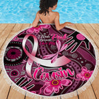 Breast Cancer Australian Aboriginal Beach Blanket I Wear Pink Because I Love My Cousin