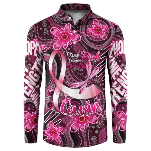 Breast Cancer Australian Aboriginal Button Sweatshirt I Wear Pink Because I Love My Cousin