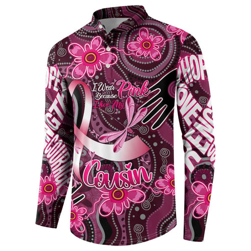 Breast Cancer Australian Aboriginal Button Sweatshirt I Wear Pink Because I Love My Cousin