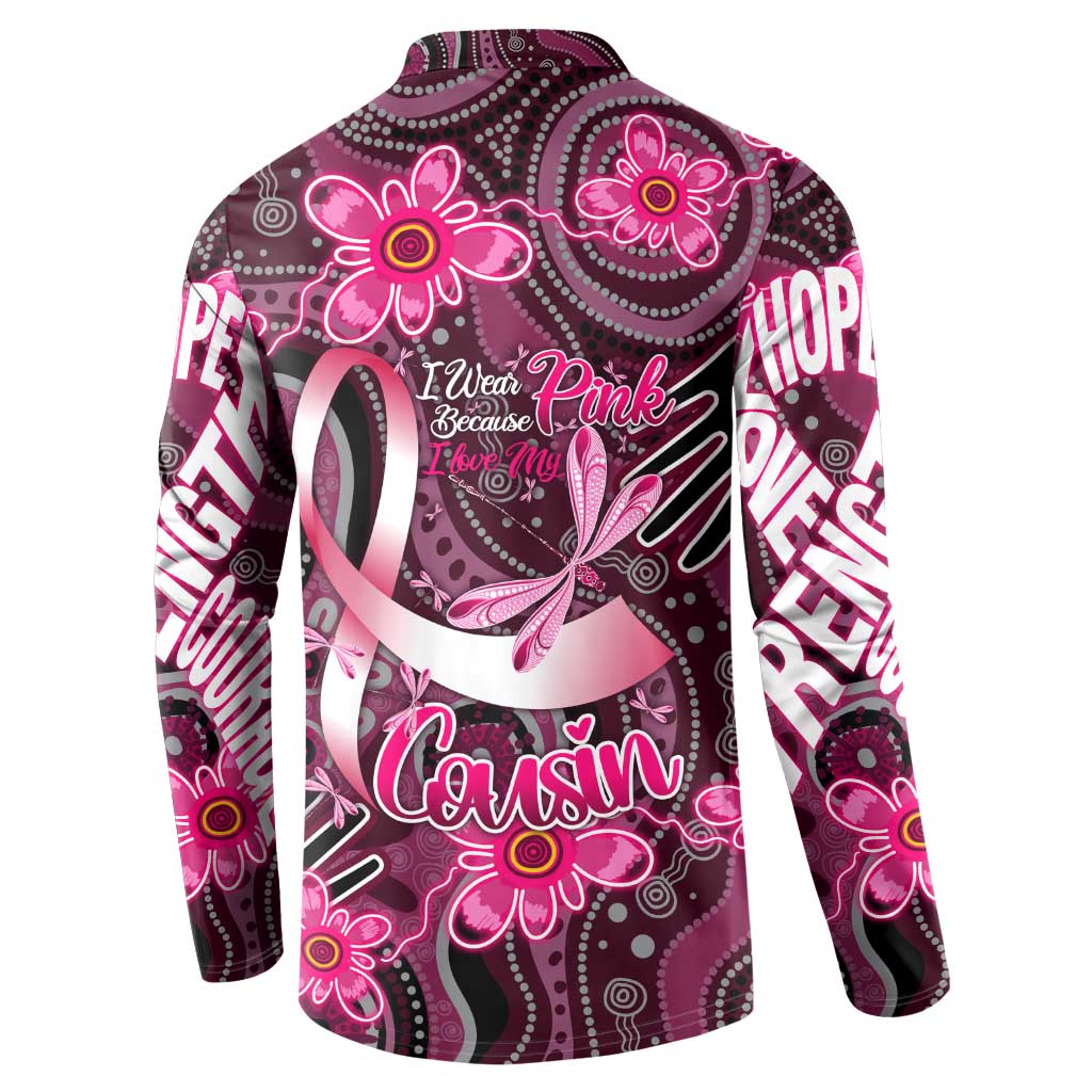 Breast Cancer Australian Aboriginal Button Sweatshirt I Wear Pink Because I Love My Cousin