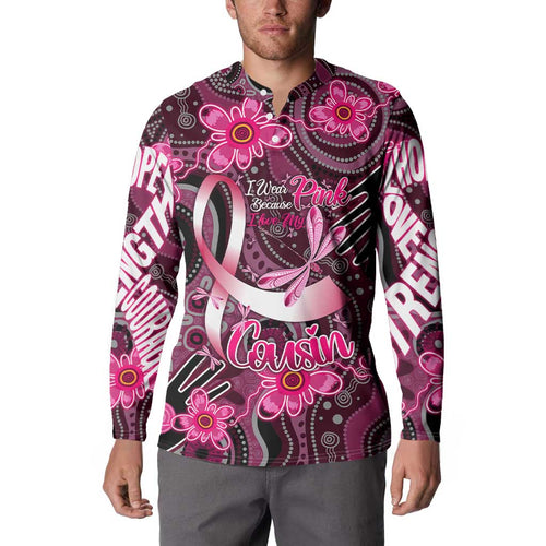 Breast Cancer Australian Aboriginal Button Sweatshirt I Wear Pink Because I Love My Cousin