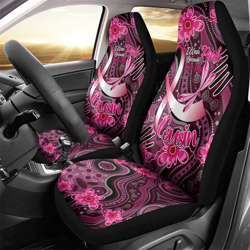 Breast Cancer Australian Aboriginal Car Seat Cover I Wear Pink Because I Love My Cousin