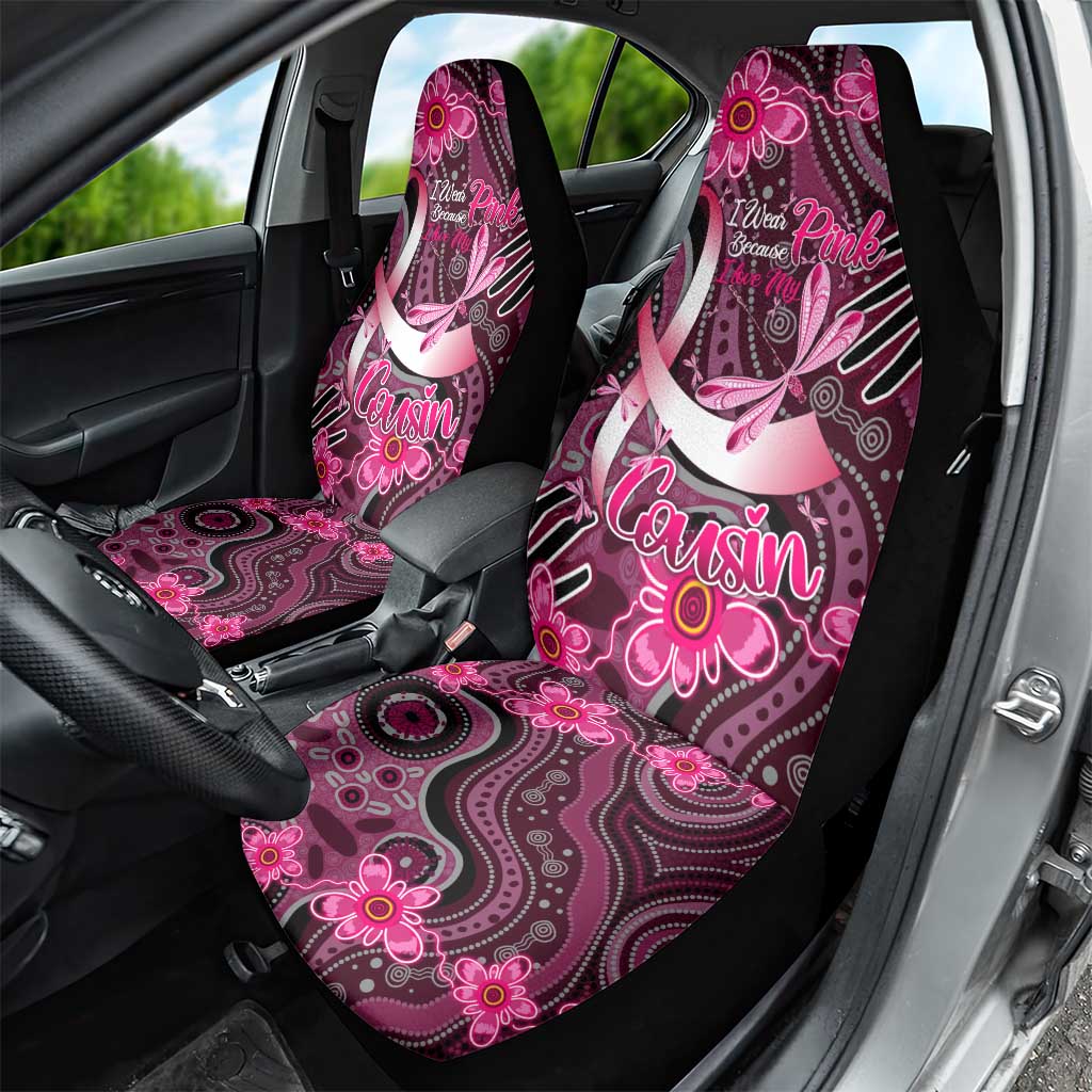 Breast Cancer Australian Aboriginal Car Seat Cover I Wear Pink Because I Love My Cousin