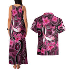Breast Cancer Australian Aboriginal Couples Matching Tank Maxi Dress and Hawaiian Shirt I Wear Pink Because I Love My Cousin