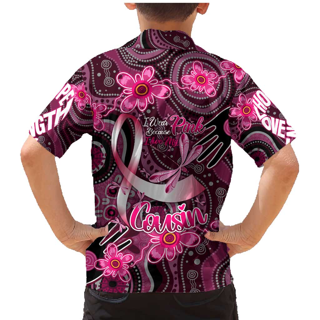 Breast Cancer Australian Aboriginal Family Matching Mermaid Dress and Hawaiian Shirt I Wear Pink Because I Love My Cousin